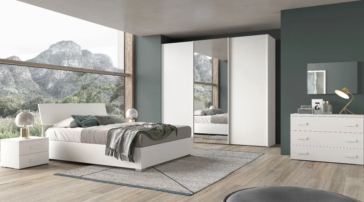 Camera da letto completa bianco frassinato CITY NEW