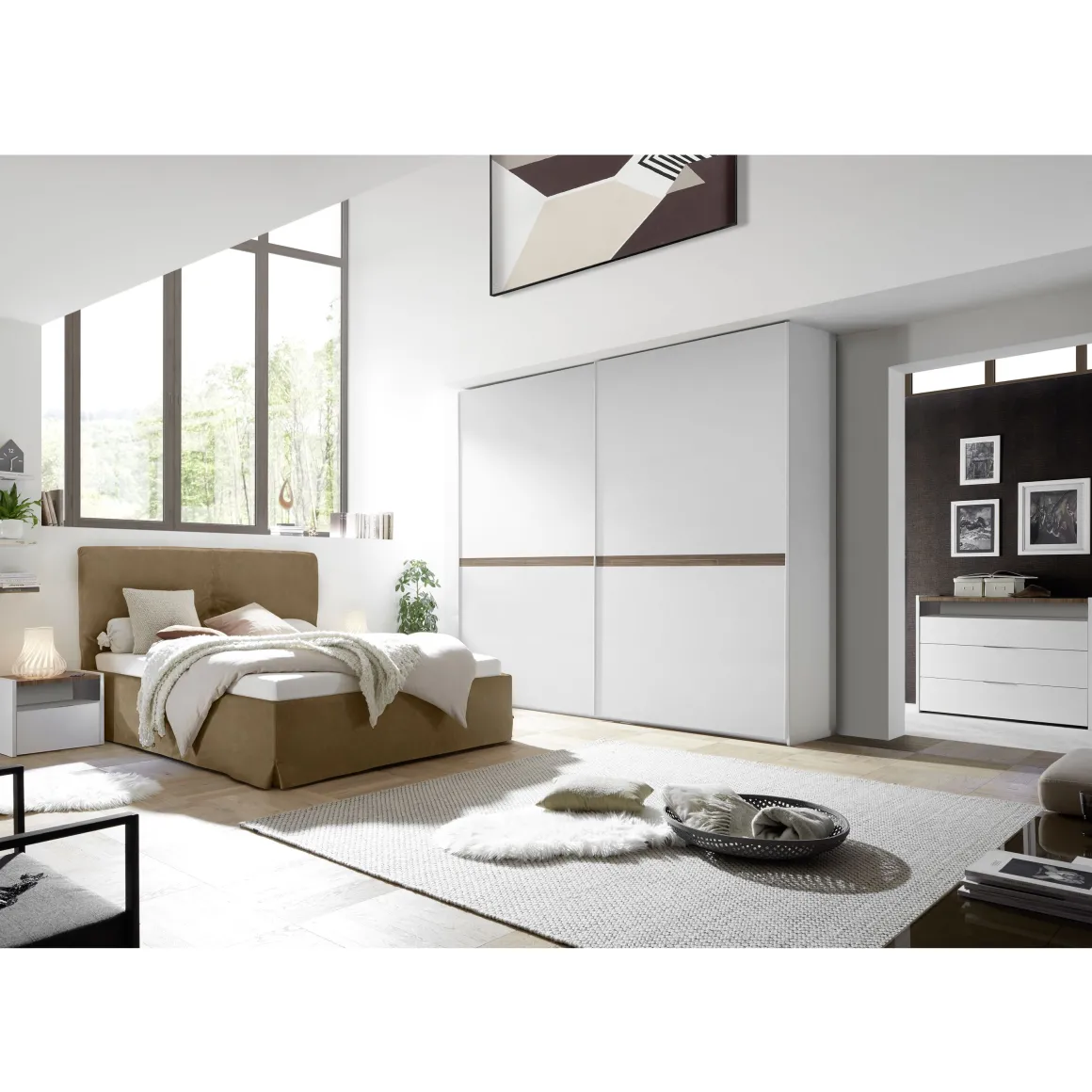 Camera da letto completa bianco opaco e noce AMALTI
