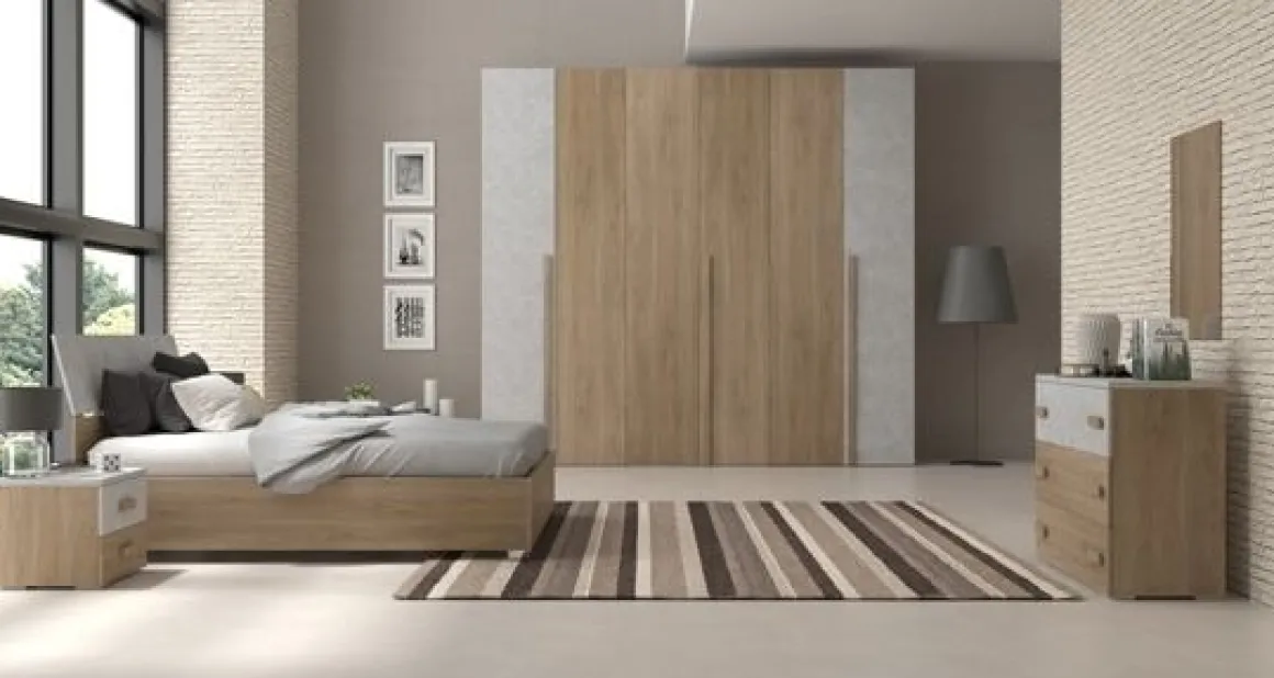 Camera da letto completa MILA noce e cemento: vendita camere complete online