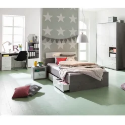 CAMERETTA LAMINATO CEMENTO E BIANCO LUCIDO componibile: vendita online