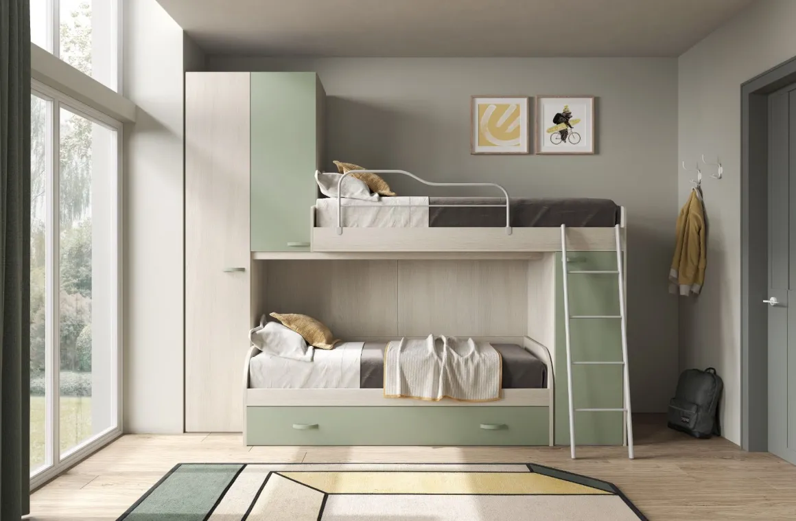 Cameretta Soppalco Destra Joy Olmo E Verde Salvia in offerta online