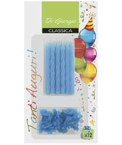 CANDELINE PER TORTA 12 PEZZI+BASI CELESTE: vendita online CANDELINE PER TORTA 12 PEZZI+BASI CELESTE in offerta