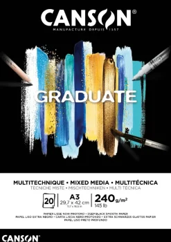 CANSON - ALBUM GRADUATE PER TECNICHE MISTE A3 20 FOGLI NERI: vendita online CANSON - ALBUM GRADUATE PER TECNICHE MISTE A3 20 FOGLI NERI in offerta