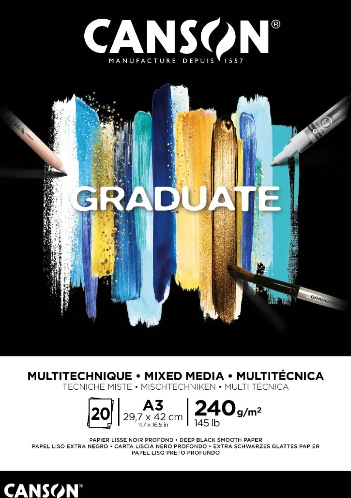 CANSON - ALBUM GRADUATE PER TECNICHE MISTE A3 20 FOGLI NERI: vendita online CANSON - ALBUM GRADUATE PER TECNICHE MISTE A3 20 FOGLI NERI in offerta