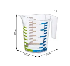 CARAFFA GRADUATA DOMINO IN PLASTICA TRASPARENTE 18.5X12.4CM H. 15.7CM 1LT