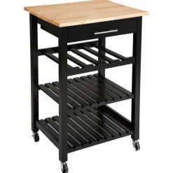 CARRELLO DA CUCINA CLAUDE CM 58X48 H.87 IN MDF NERO E NATURALE