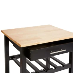 CARRELLO DA CUCINA CLAUDE CM 58X48 H.87 IN MDF NERO E NATURALE