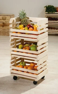 CARRELLO DA CUCINA IN LEGNO CM 37X30 H.80 NATURALE