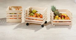 CARRELLO DA CUCINA IN LEGNO CM 37X30 H.80 NATURALE