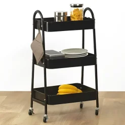 CARRELLO DA CUCINA IN METALLO 44X32 H. 80CM NERO