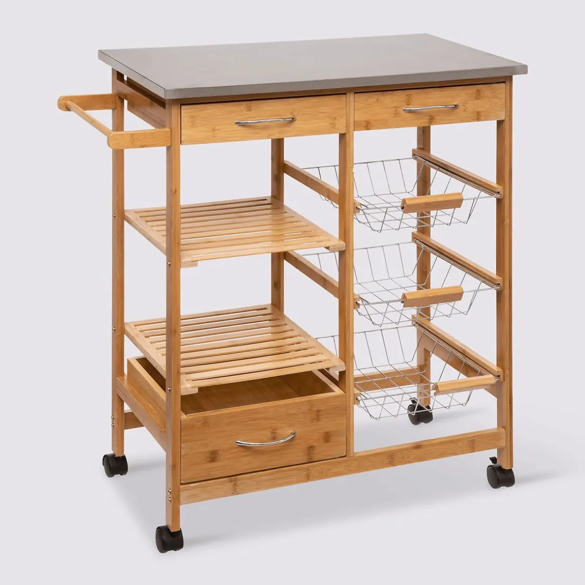 CARRELLO DA CUCINA IN BAMBOO 76X37 H.86CM NATURALE