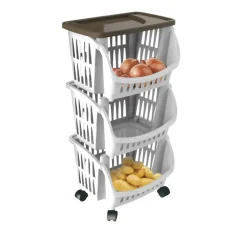 CARRELLO DA CUCINA IN PLASTICA TIDY CM 39.5X30 H. 77 BIANCO E TORTORA