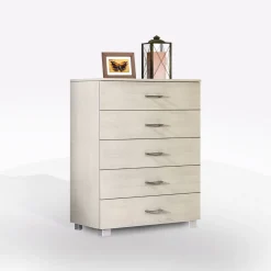 CASSETTIERA 5 CASSETTI in laminato OLMO BIANCO CM 80X44 altezza 104cm in offerta