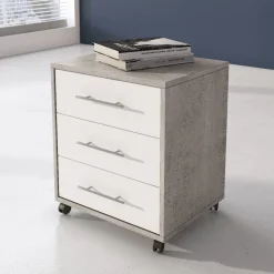 Cassettiera Economica: Cassettiera Bianca e Beton modello Omega