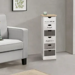 CASSETTIERA MULTIUSO IN LEGNO MASSELLO CM 30X24 H.95 BIANCO E MULTICOLORE: vendita online CASSETTIERA MULTIUSO IN LEGNO MASSELLO CM 30X24 H.95 BIANCO E MULTICOLORE in offerta