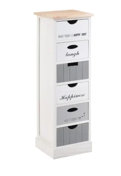 CASSETTIERA MULTIUSO IN LEGNO MASSELLO CM 30X24 H.95 BIANCO E MULTICOLORE: vendita online CASSETTIERA MULTIUSO IN LEGNO MASSELLO CM 30X24 H.95 BIANCO E MULTICOLORE in offerta