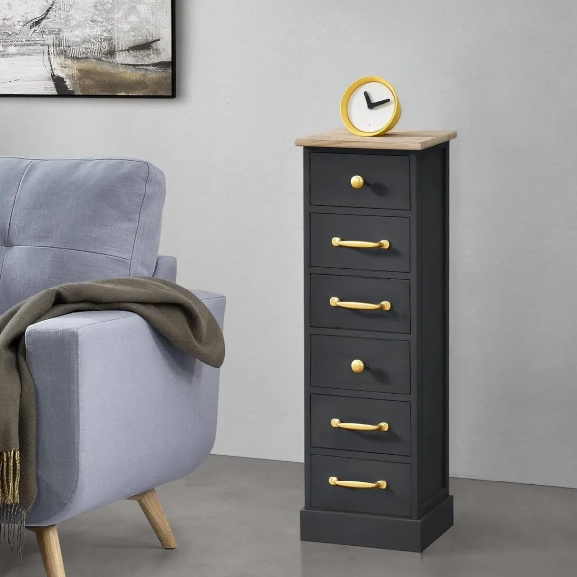 CASSETTIERA MULTIUSO IN LEGNO MASSELLO CM 30X24 H.95 NERO : vendita online CASSETTIERA MULTIUSO IN LEGNO MASSELLO CM 30X24 H.95 NERO in offerta