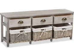 CASSETTIERA MULTIUSO IN LEGNO MASSELLO CM 107X29 H.42 CEMENTO: vendita online CASSETTIERA MULTIUSO IN LEGNO MASSELLO CM 107X29 H.42 CEMENTO in offerta