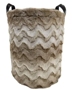 CESTO ROTONDO FELPATO MARRONE CON MANICI 1 PEZZO D32XH35CM: vendita online CESTO ROTONDO FELPATO MARRONE CON MANICI 1 PEZZO D32XH35CM in offerta