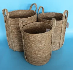 CESTO IN FIBRA NATURALE CON MANICI 1 PEZZO 34X34X39CM : vendita online CESTO IN FIBRA NATURALE CON MANICI 1 PEZZO 34X34X39CM in offerta