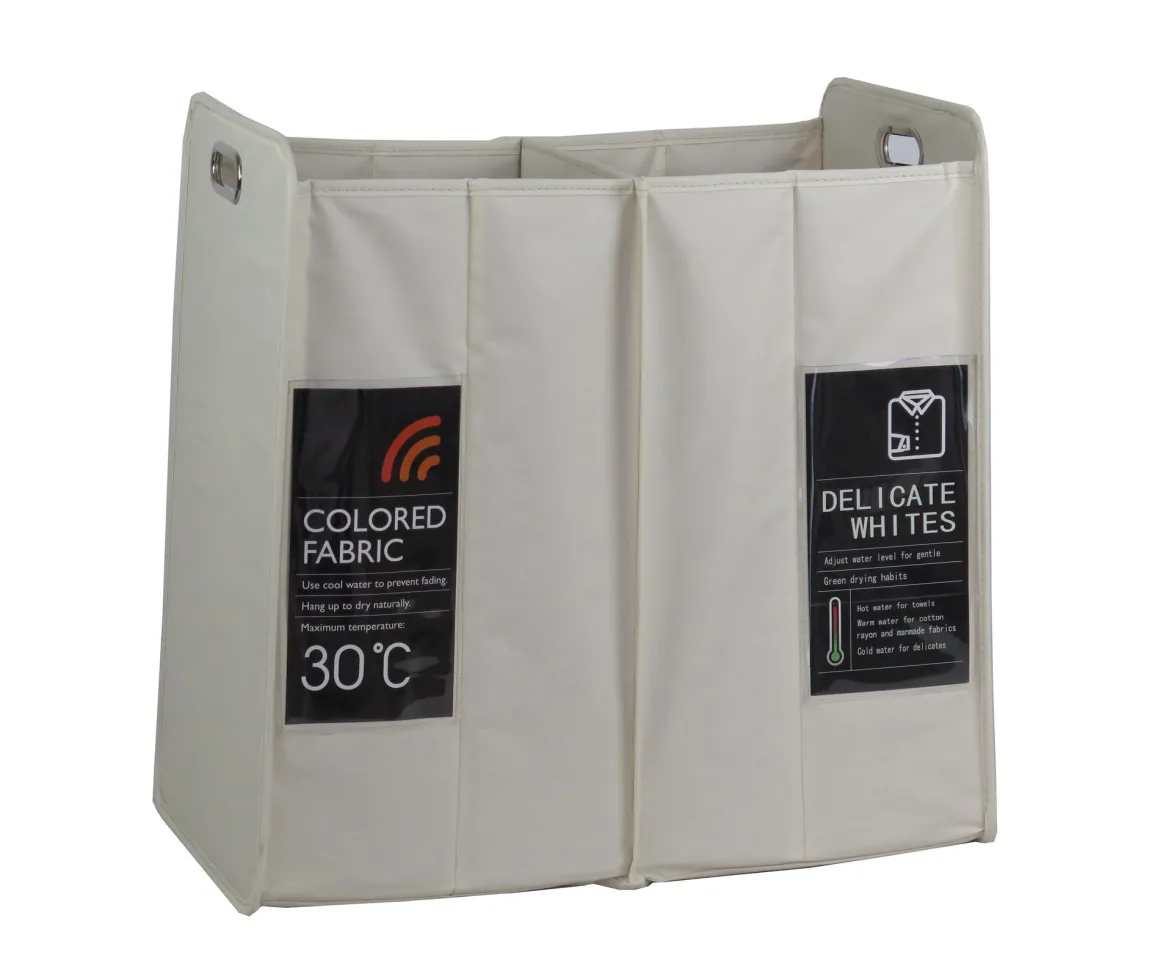 CESTO PORTABIANCHERIA IN TESSUTO POLIESTERE A 2 SCOMPARTI 55X33X56CM PIEGHEVOLE BIANCO: vendita online CESTO PORTABIANCHERIA IN TESSUTO POLIESTERE A 2 SCOMPARTI 55X33X56CM PIEGHEVOLE BIANCO in offerta