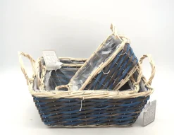 CESTO RETTANGOLARE IN LEGNO BLU/MARRONE 13X29X21CM: vendita online CESTO RETTANGOLARE IN LEGNO BLU/MARRONE 13X29X21CM in offerta