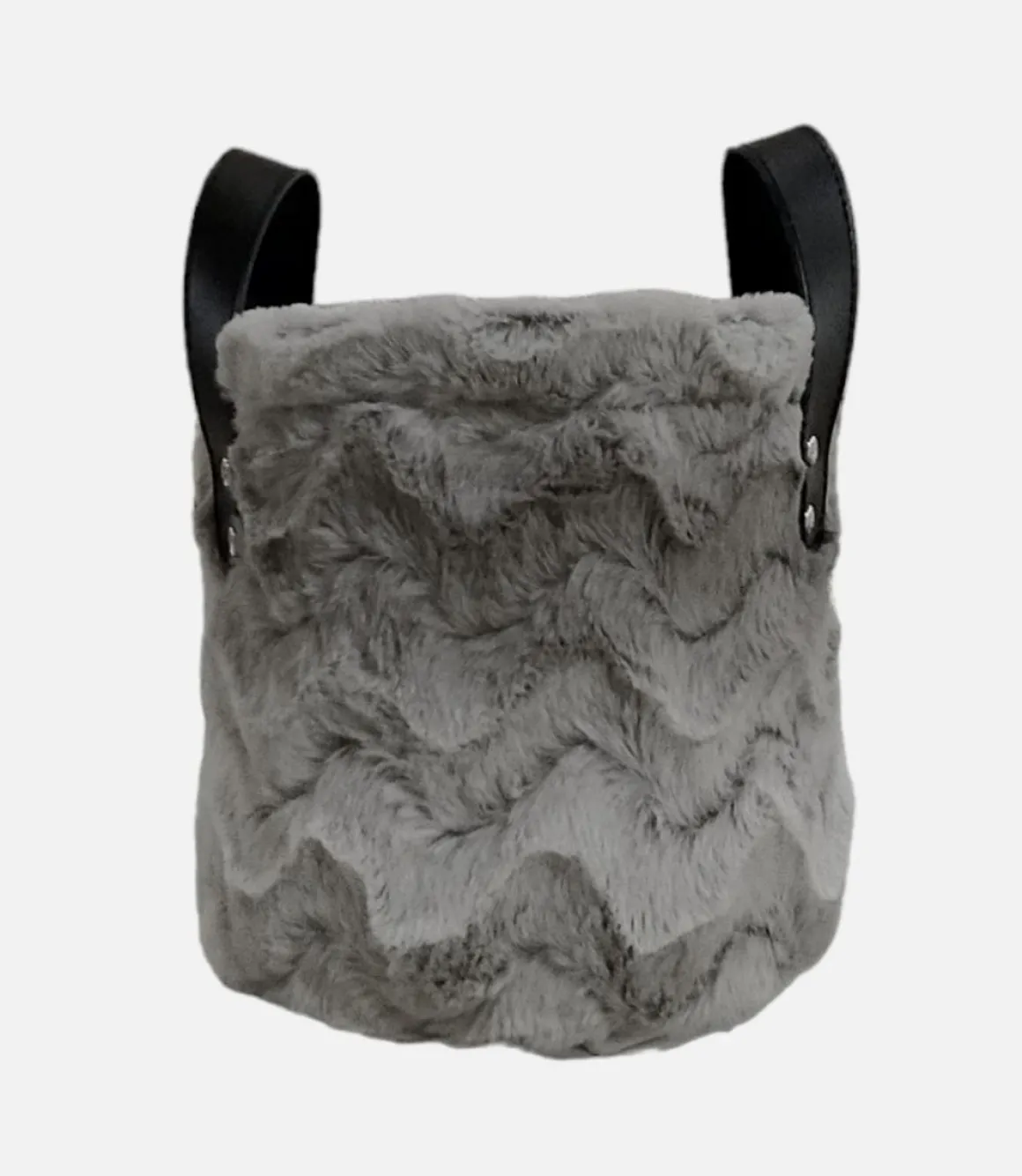 CESTO ROTONDO FELPATO GRIGIO CON MANICI 1 PEZZO D24XH24CM: vendita online CESTO ROTONDO FELPATO GRIGIO CON MANICI 1 PEZZO D24XH24CM in offerta