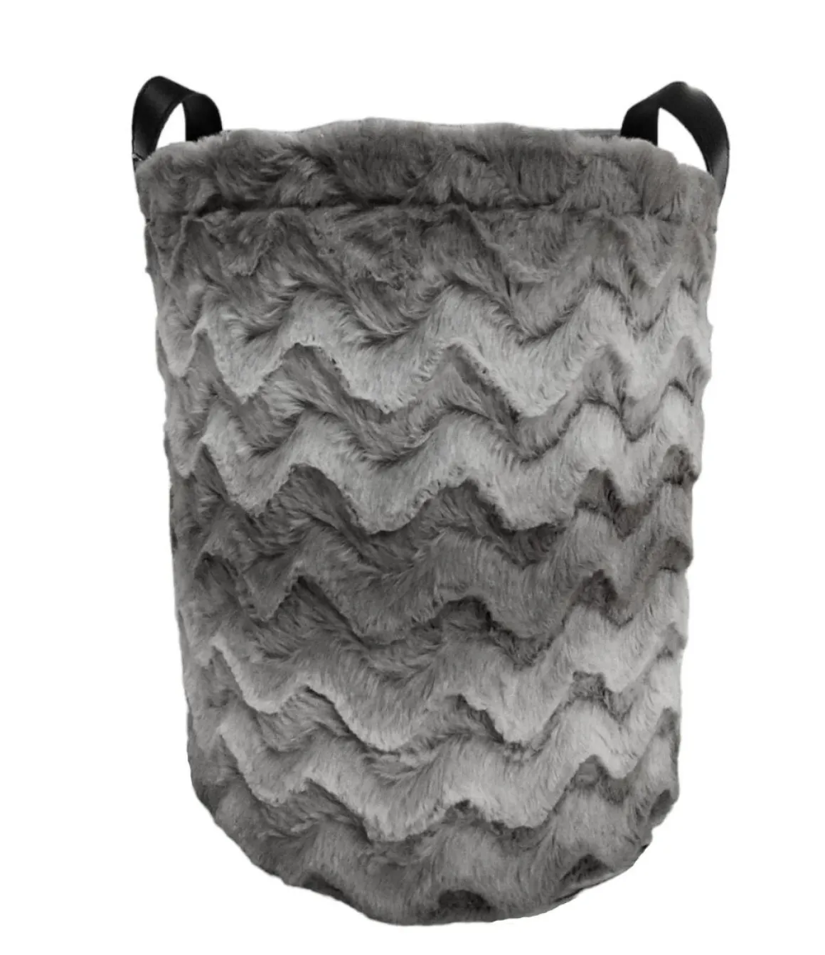CESTO ROTONDO FELPATO GRIGIO CON MANICI 1 PEZZO D36XH40CM : vendita online CESTO ROTONDO FELPATO GRIGIO CON MANICI 1 PEZZO D36XH40CM in offerta