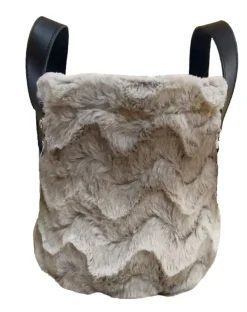 CESTO ROTONDO FELPATO MARRONE CON MANICI 1 PEZZO D20XH20CM : vendita online CESTO ROTONDO FELPATO MARRONE CON MANICI 1 PEZZO D20XH20CM in offerta