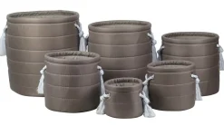 CESTO ROTONDO IN TESSUTO POLIESTERE MARRONE 1 PEZZO 22X24CM : vendita online CESTO ROTONDO IN TESSUTO POLIESTERE MARRONE 1 PEZZO 22X24CM in offerta