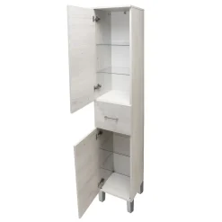 Colonna Bagno Reversibile in Quercia Bianca: Colonna con Ante e Cassetti modello Gaia