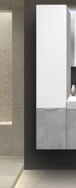 COLONNA BAGNO SOSPESA MOD. B201 CM 35X37 H. 175 BETON E BIANCO OPACO