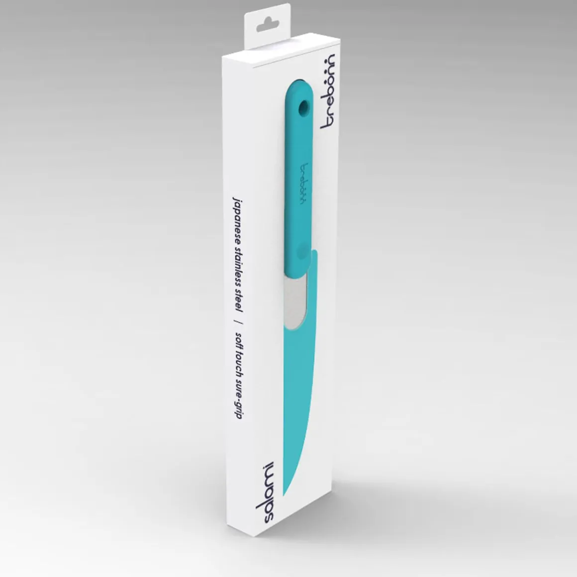 COLTELLO DA CUCINA SALAMI KNIFE IN ACCIAIO INOX MANICO AZZURRO