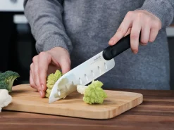 COLTELLO DA CUCINA SANTOKU KNIFE IN ACCIAIO INOX MANICO NERO