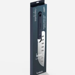 COLTELLO DA CUCINA SANTOKU KNIFE IN ACCIAIO INOX MANICO NERO