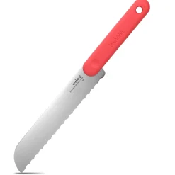 COLTELLO PER PANE BREAD KNIFE IN ACCIAIO INOX MANICO ARANCIO