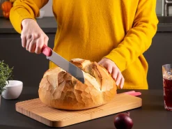 COLTELLO PER PANE BREAD KNIFE IN ACCIAIO INOX MANICO ARANCIO