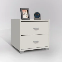 COMODINO BIANCO OPACO 2 CASSETTI