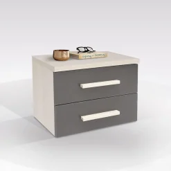 COMODINO CM 46X45 H. 37 LAMINATO NORDICO E GRAFITE