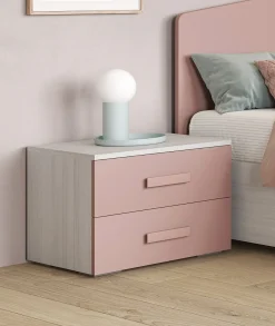 COMODINO TIP ROVERE NORDICO E ROSA