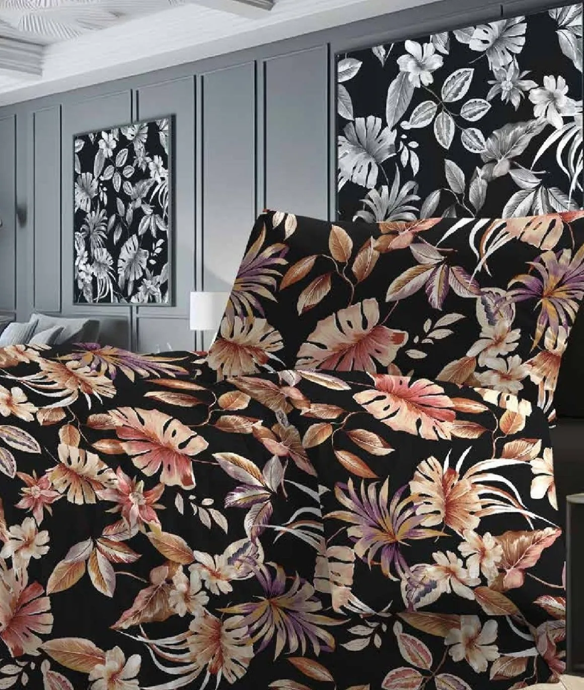 COMPLETO LETTO MATRIMONIALE IN COTONE EVANDER NERO : vendita online COMPLETO LETTO MATRIMONIALE IN COTONE EVANDER NERO in offerta