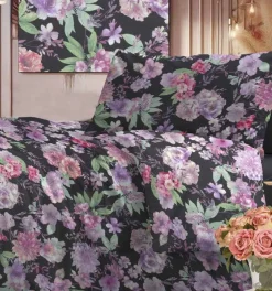 COMPLETO LETTO MATRIMONIALE IN COTONE VALERY NERO : vendita online COMPLETO LETTO MATRIMONIALE IN COTONE VALERY NERO in offerta