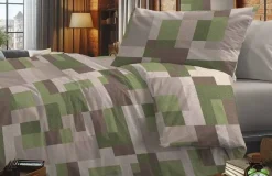COMPLETO LETTO UNA PIAZZA E MEZZA IN COTONE CRASH VERDE: vendita online COMPLETO LETTO UNA PIAZZA E MEZZA IN COTONE CRASH VERDE in offerta