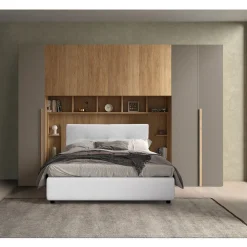 COMPOSIZIONE ARMADIO A PONTE NOCE E FANGO CON LETTO PIAZZA E MEZZA