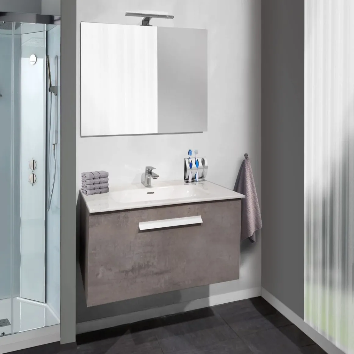 COMPOSIZIONE BAGNO AURA CEMENTO CHIARO