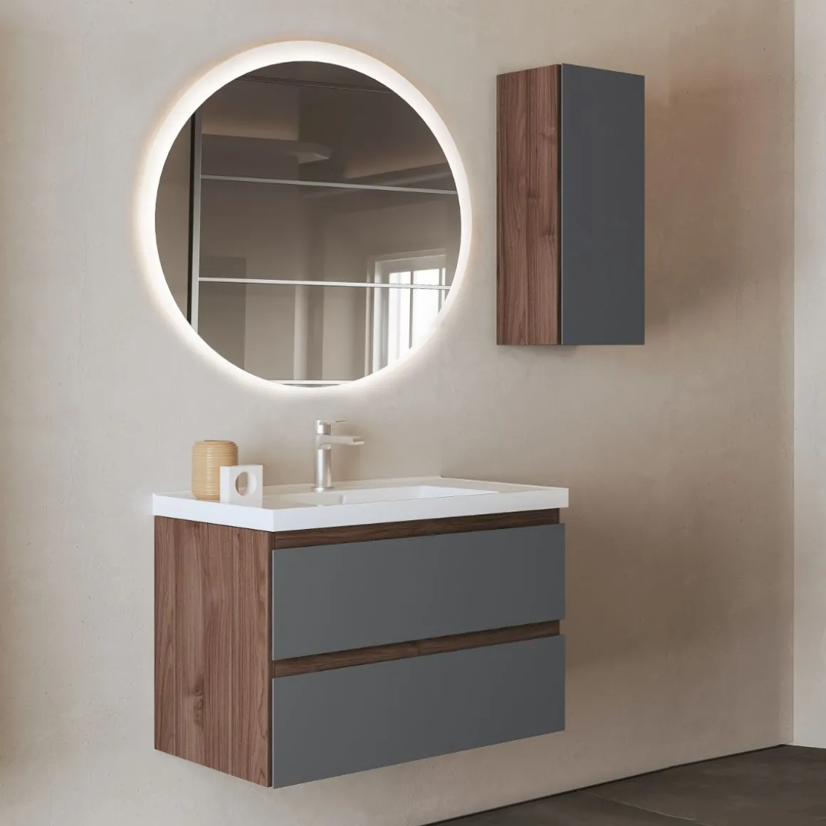 COMPOSIZIONE BAGNO GRACE NOCE E GRAFITE OPACO