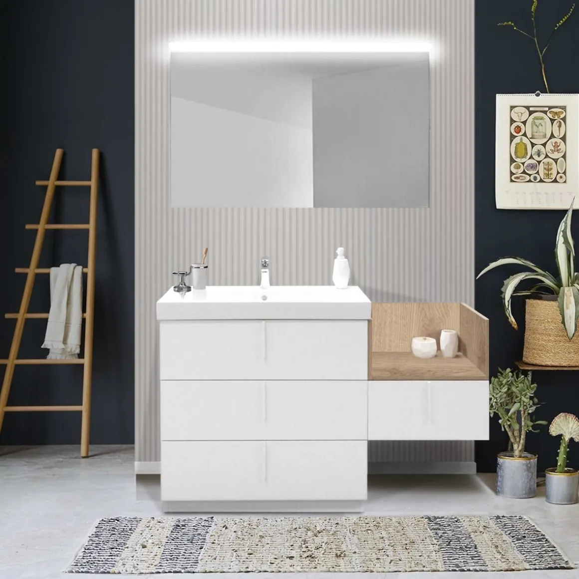COMPOSIZIONE BAGNO IN NOBILITATO BIANCO OPACO E EVOKE