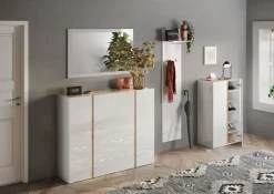 Composizione da Ingresso Frame: scarpiera, appendiabiti e specchio