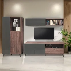 COMPOSIZIONE MOD. INFINITO NOCE BRERA E GRIGIO TITANIO LUCIDO