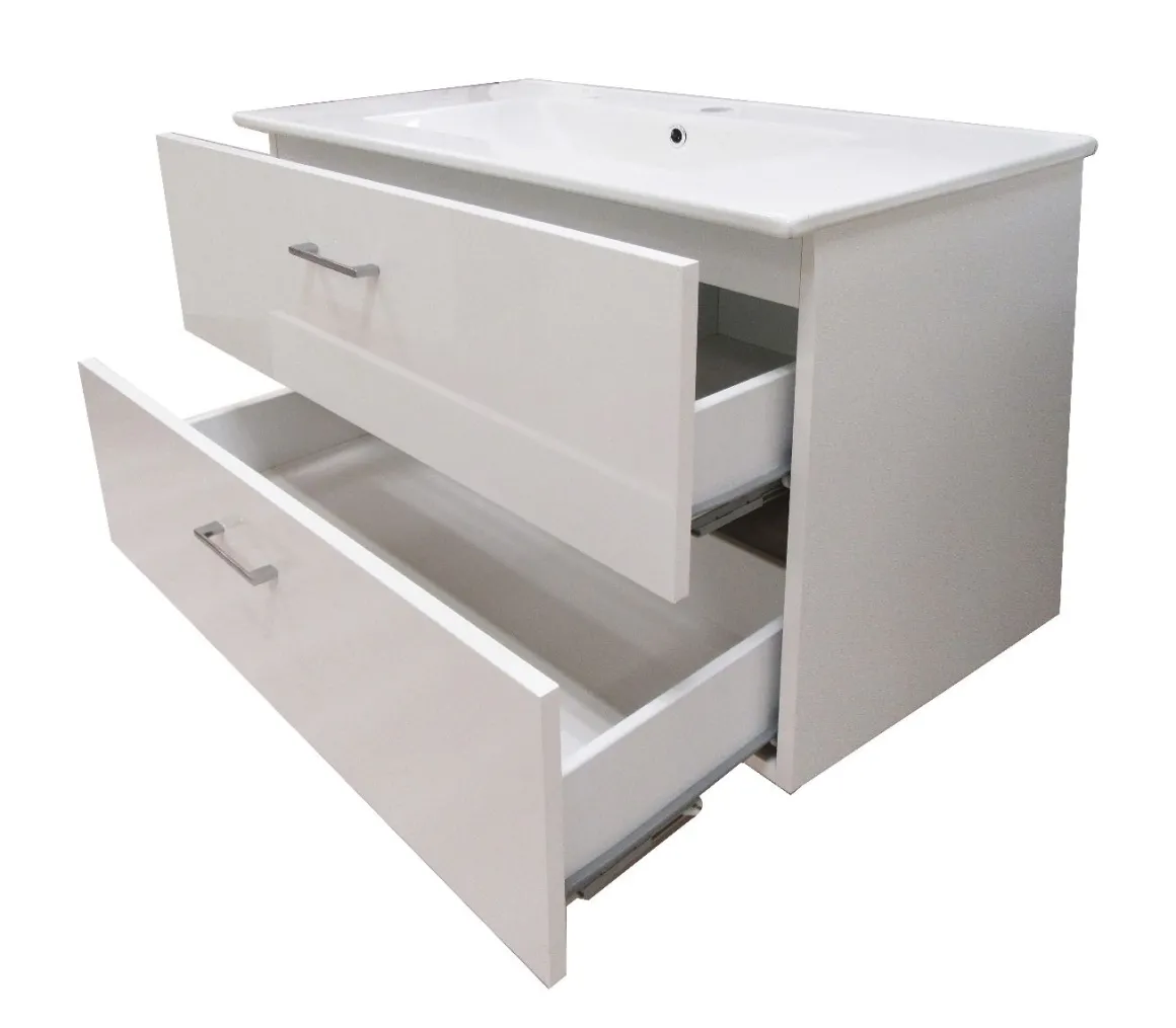 Composizione Bagno Sospesa in Bianco lucido: Bagno sospeso con cassettoni in offerta
